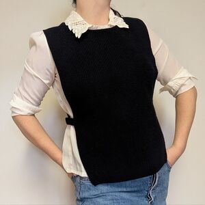 Gerard Darrel Navy Layering Vest Wool/Cotton Blend Size XS/S
